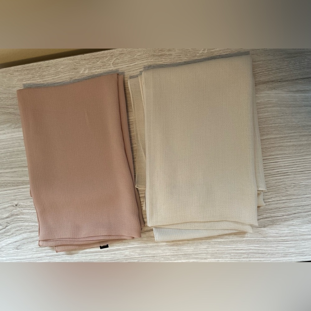 Crepe Pink and Cream Scarves